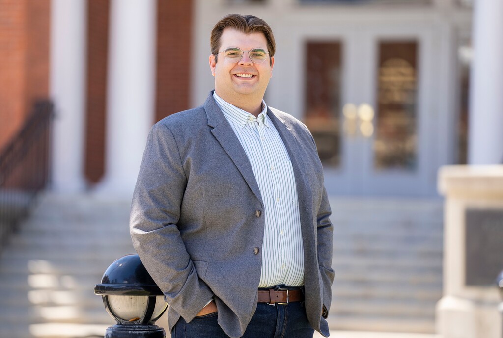 (Rick Egan | The Salt Lake Tribune)  Bryson Behm, Cache County's new interim clerk/auditor, photographed at the old county courthouse in Logan, on Tuesday, April 2, 2024. Behm won't GOP delegations nomination on Saturday and won't face a challenger in November's clerk's office election.