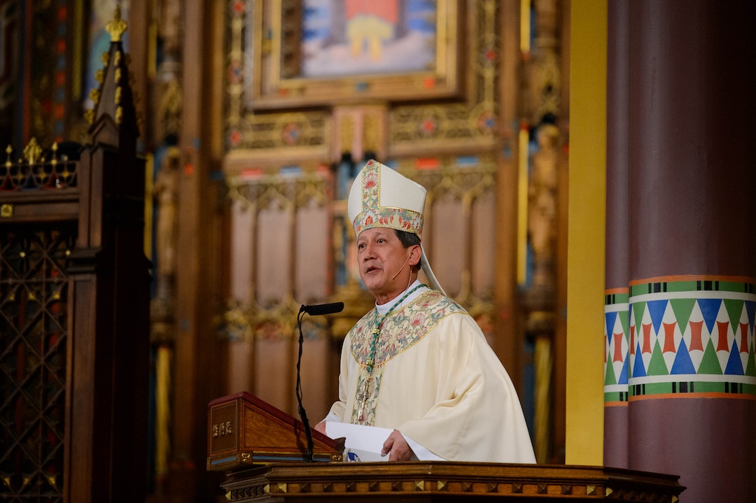 (Trent Nelson  |  The Salt Lake Tribune) Bishop Oscar A. Solis speaks at a Mass where five men were ordained to the Office of Deacon at the Cathedral of the Madeleine in Salt Lake City on Friday, Jan. 31, 2020.