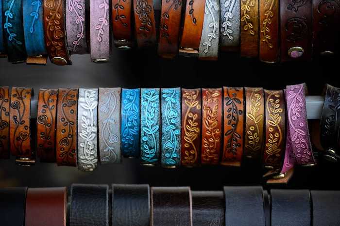 (Trent Nelson | The Salt Lake Tribune)Leatherwork by Alice Dave at the Utah Arts Festival in Salt Lake City, Thursday June 21, 2018.