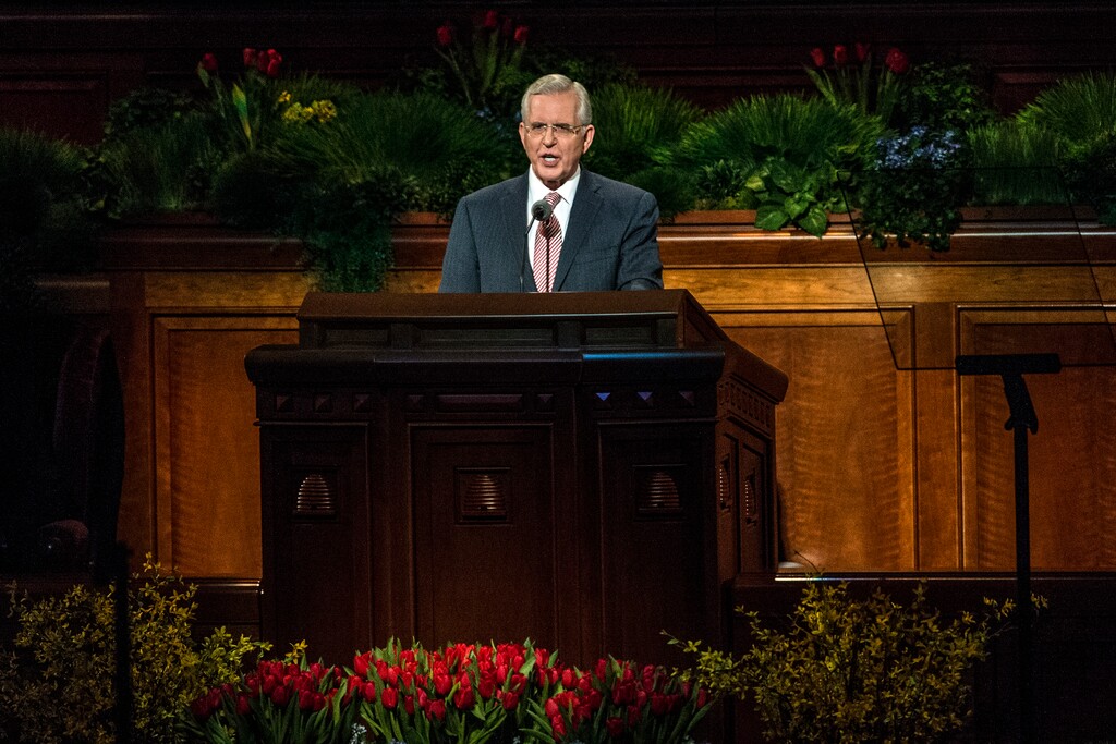 Chris Detrick | The Salt Lake Tribune
Elder D. Todd Christofferson, Quorum of the Twelve Apostles, speaks during the afternoon session of the 185th LDS General Conference Saturday April 4, 2015.