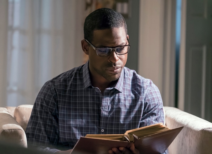 This image released by NBC shows Sterling K. Brown in "This Is Us." Brown was nominated for an Emmy Award for outstanding lead actor in a drama series on Thursday, July 13, 2017. The Emmy Awards ceremony, airing Sept. 17 on CBS, will be hosted by Stephen Colbert (Ron Batzdorff/NBC via AP)