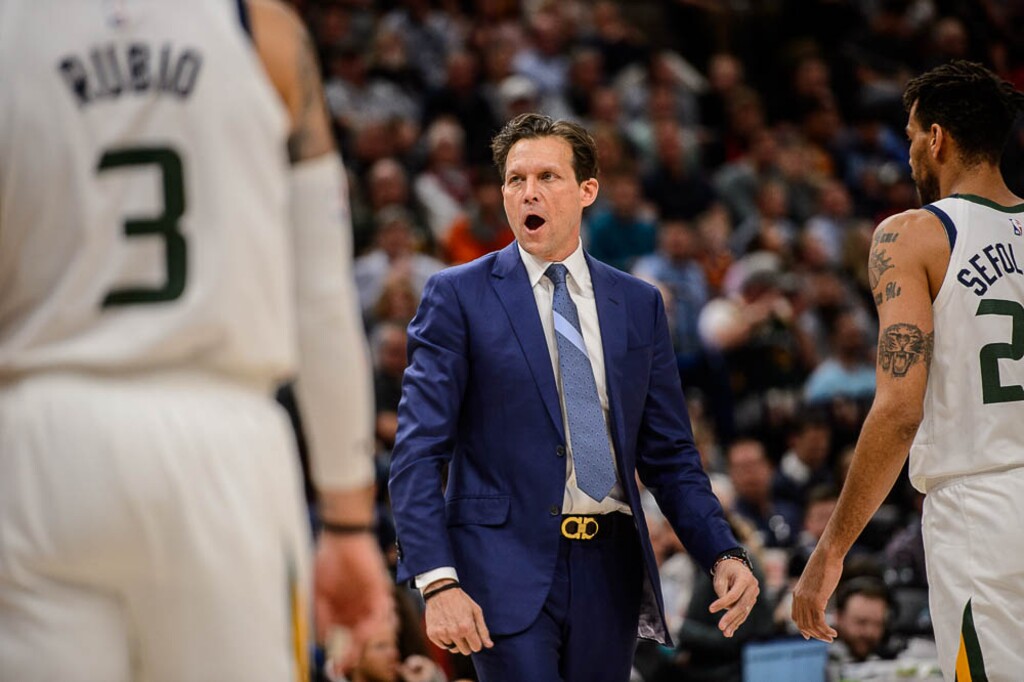(Trent Nelson | The Salt Lake Tribune)  
Utah Jazz head coach Quin Snyder as the Utah Jazz host the Phoenix Suns, NBA basketball in Salt Lake City on Monday March 25, 2019. Snyder will coach in Sunday's NBA All-Star Game. He's the first Jazz coach since Frank Layden to be given the honor.