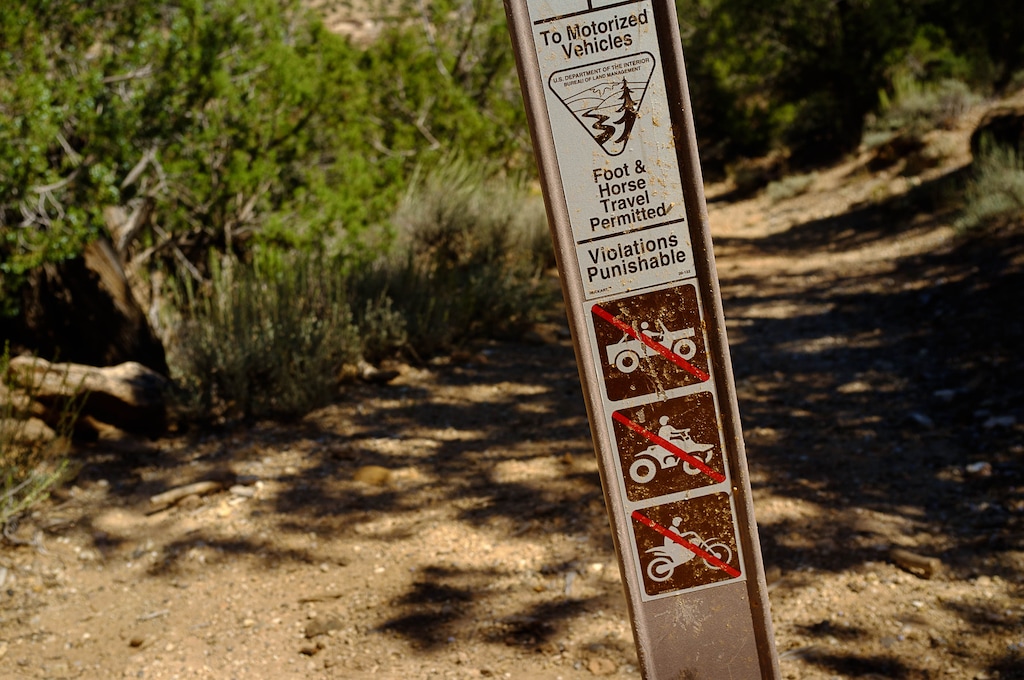 (Trent Nelson  |  The Salt Lake Tribune) A sign on Bureau of Land Management land near Blanding is shown on September 8, 2016.