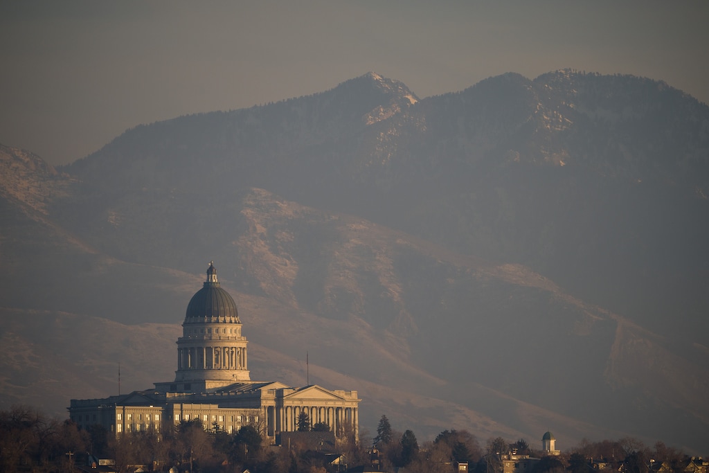 (Trent Nelson | The Salt Lake Tribune) The Utah Capitol on a hazy inversion day in Salt Lake City, Thursday December 28, 2023.