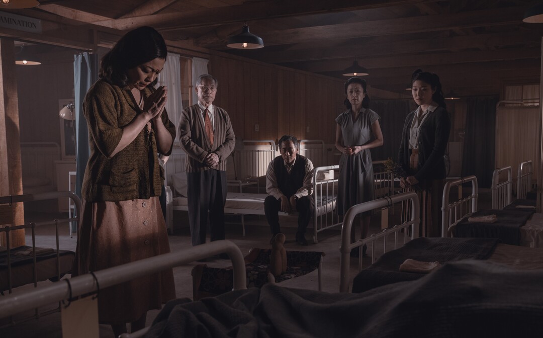 (Photo courtesy Ed Araquel/AMC) George Takei as Yamato-San, Shingo Usami as Henry Nakayama, Hira Ambrosino as Fumiko Yoshida, Miki Ishikawa as Amy Yoshida, Naoko Mori in “The Terror: Infamy.”