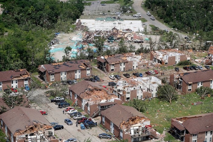 (Jeff Roberson | AP) Severe storm damage is seen in Jefferson City, Mo., Thursday, May 23, 2019, after a tornado hit overnight. A tornado tore apart buildings in Missouri's capital city as part of an overnight outbreak of severe weather across the state.