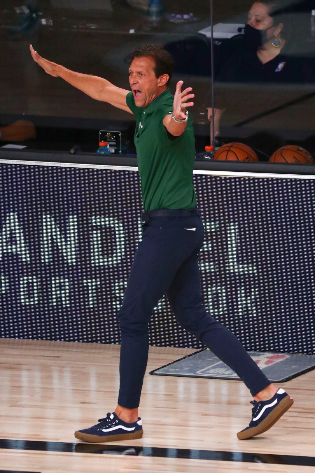 (Kim Klement | Pool via AP) Utah Jazz head coach Quin Snyder instructs against the Denver Nuggets in Game 2 of an NBA basketball first-round playoff series, Wednesday, Aug. 19, 2020, in Lake Buena Vista, Fla.