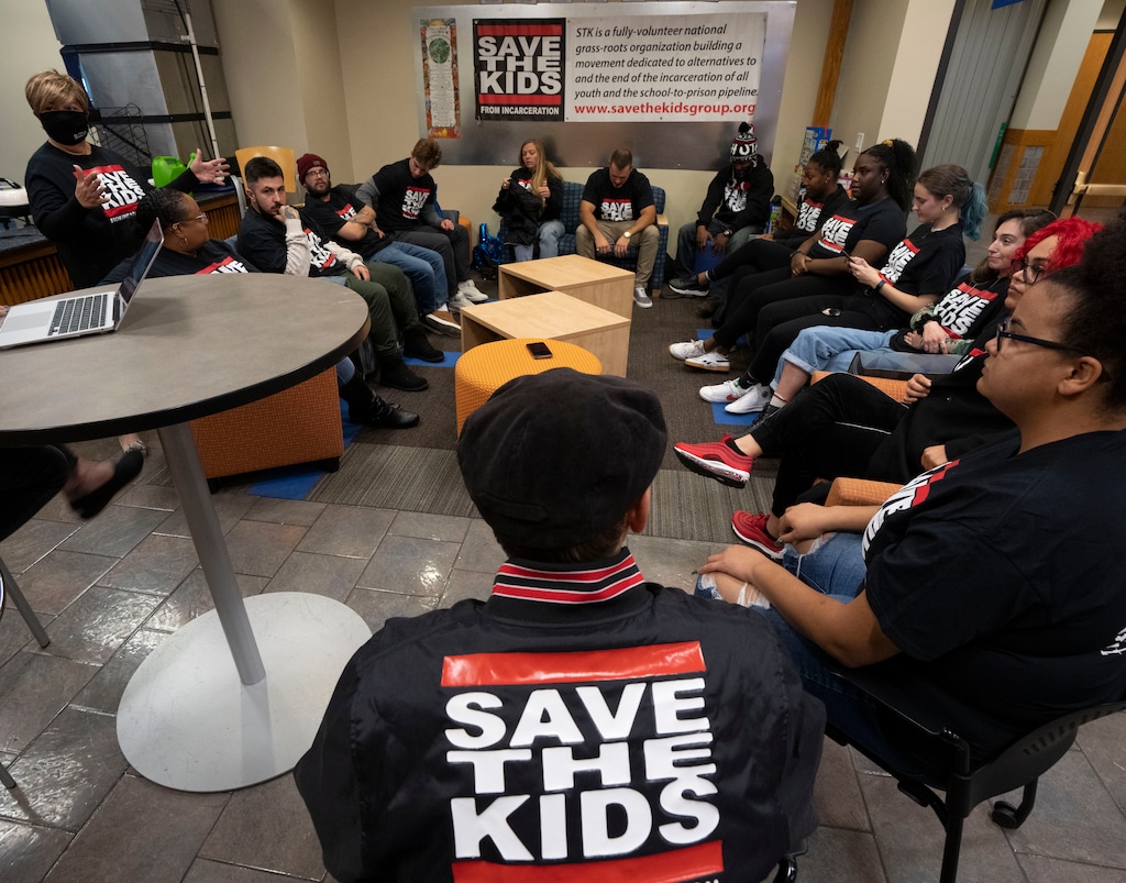 (Rick Egan | The Salt Lake Tribune) Members of the Utah chapter of Save the Kids from Incarceration, share ideas, at Salt Lake Community College, on Tuesday, Nov. 9, 2021.
