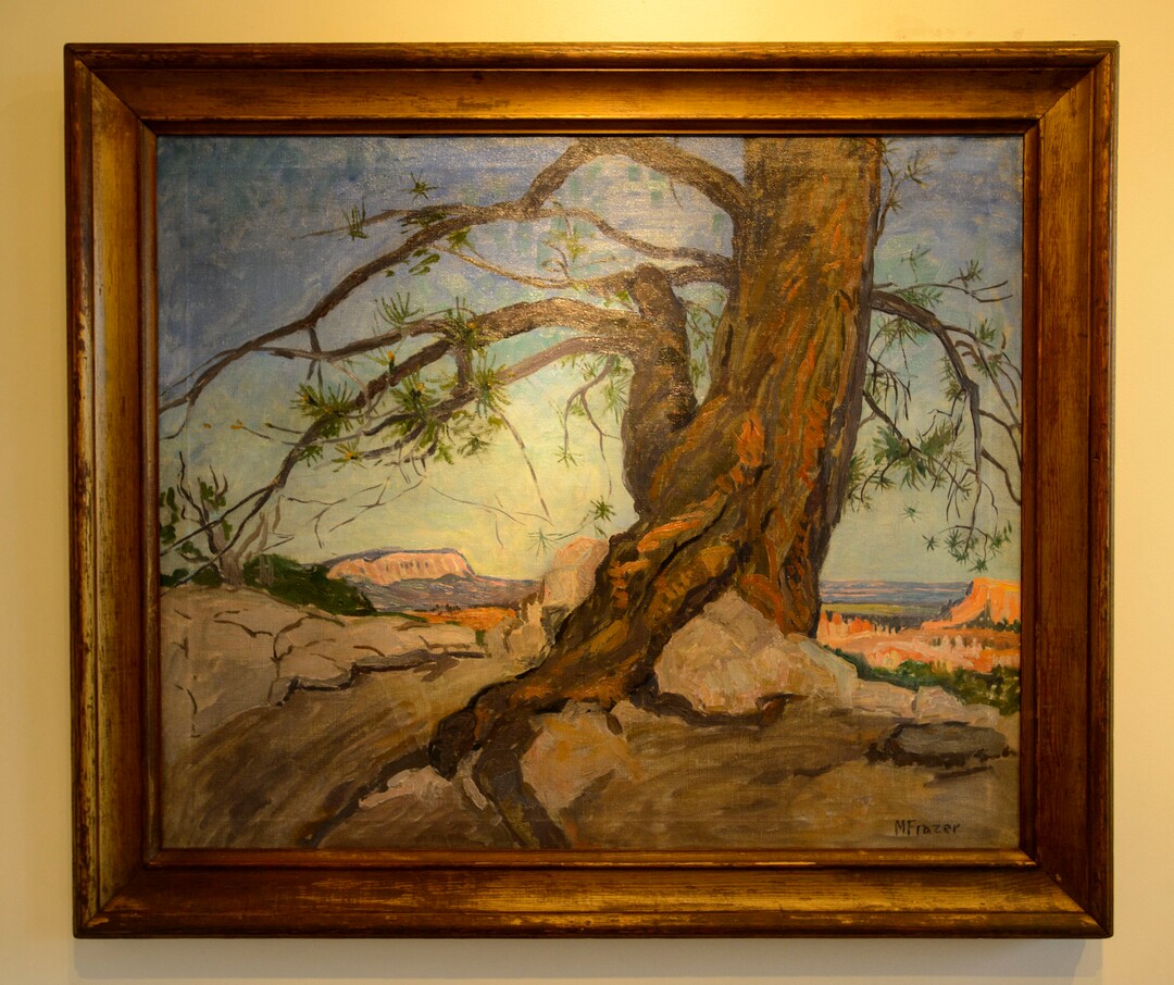 (Steve Griffin  |  The Salt Lake Tribune) This Mabel Frazer painting is one of 11 historic Utah paintings that will be selling in a sealed-bid auction for the Logan City School District. The paintings are on display at Dave Ericson Fine Art in Salt Lake City.