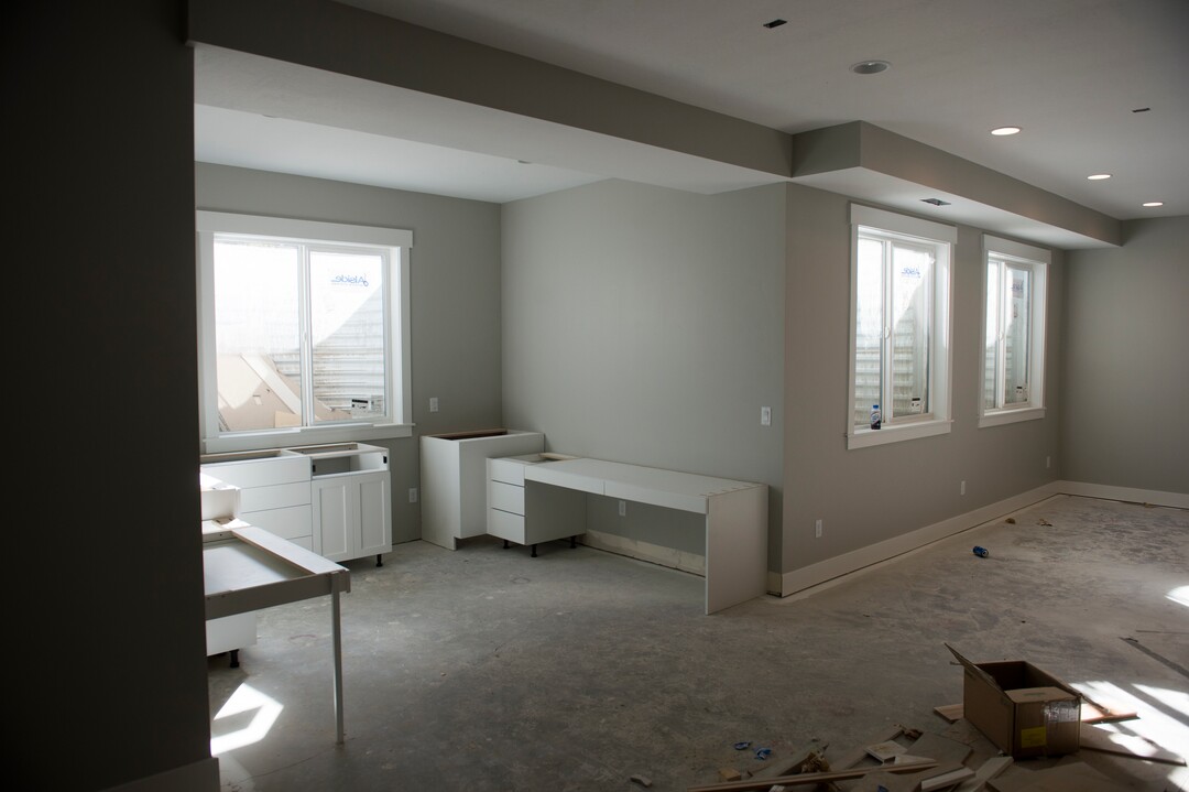 (Rick Egan  |  The Salt Lake Tribune)    Basement office area with 10-foot ceilings, in a custom home in Riverton, Monday, Sept. 24, 2018.