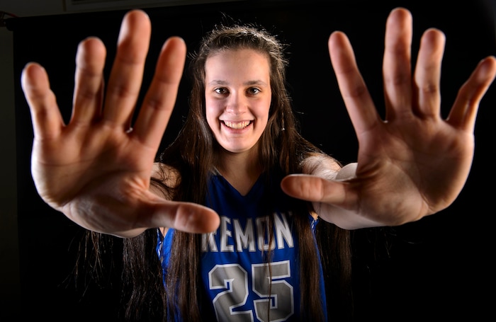 (Steve Griffin  |  The Salt Lake Tribune)  Prep basketball Emma Calvert, Fremont, in the Salt Lake Tribune studio in Salt Lake City Tuesday April 10, 2018.