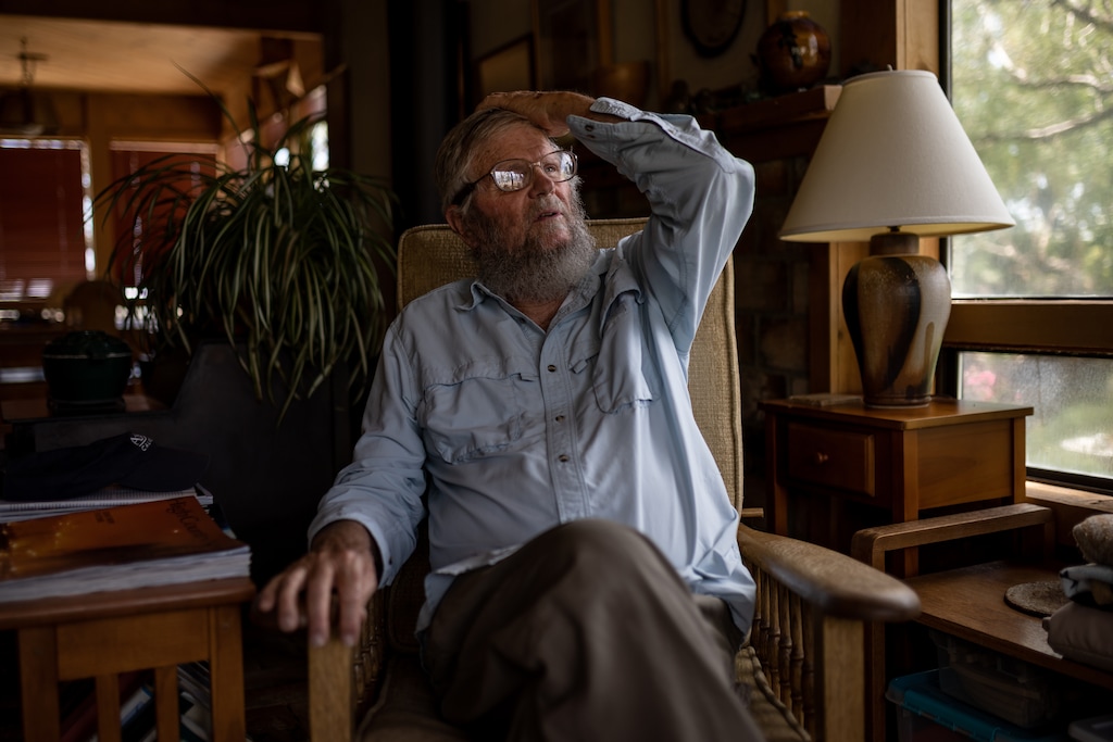 (Spenser Heaps | Deseret News) Mike Prather, 75, who has lived near Owens Lake since 1980, sits for a photograph in his home in Alabama Hills, an unincorporated area just outside Lone Pine, Calif., on Thursday, Aug. 11, 2022.