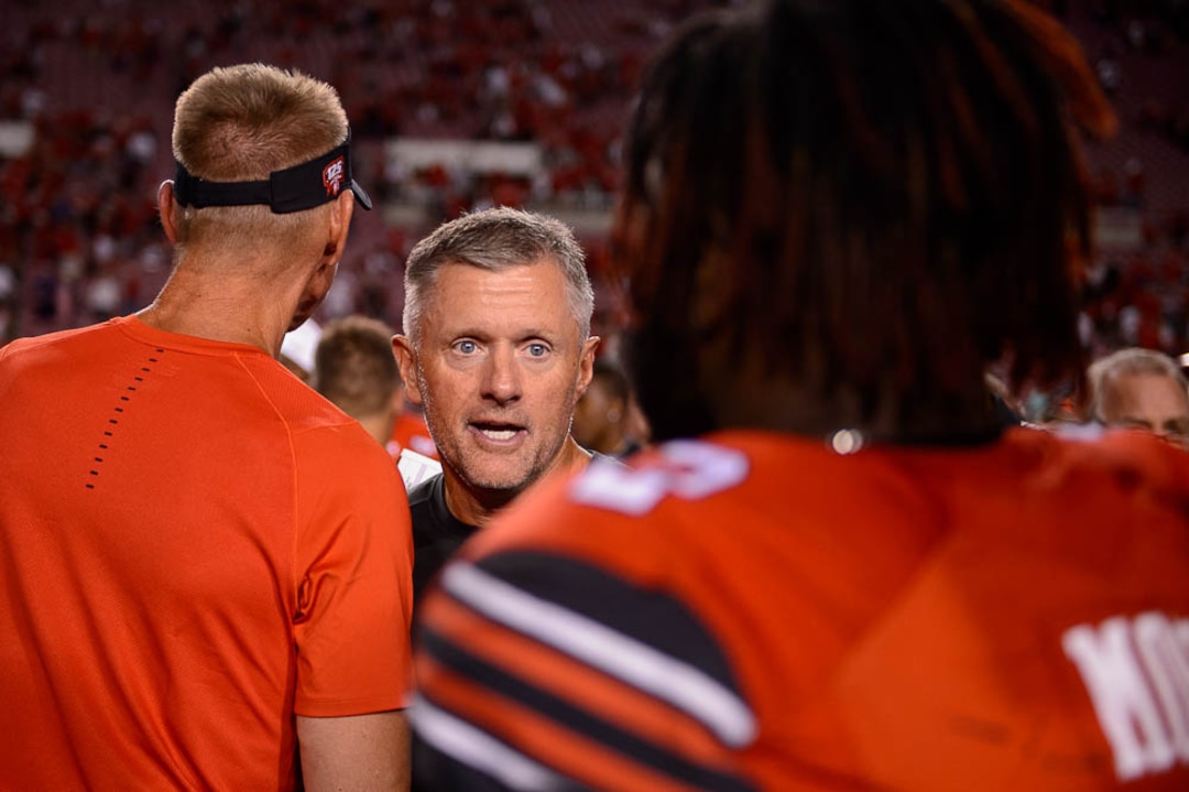 (Trent Nelson | The Salt Lake Tribune)  Kyle Whittingham as the University of Utah Utes host the Weber State Wildcats, Thursday Aug. 30, 2018 at Rice-Eccles Stadium in Salt Lake City.