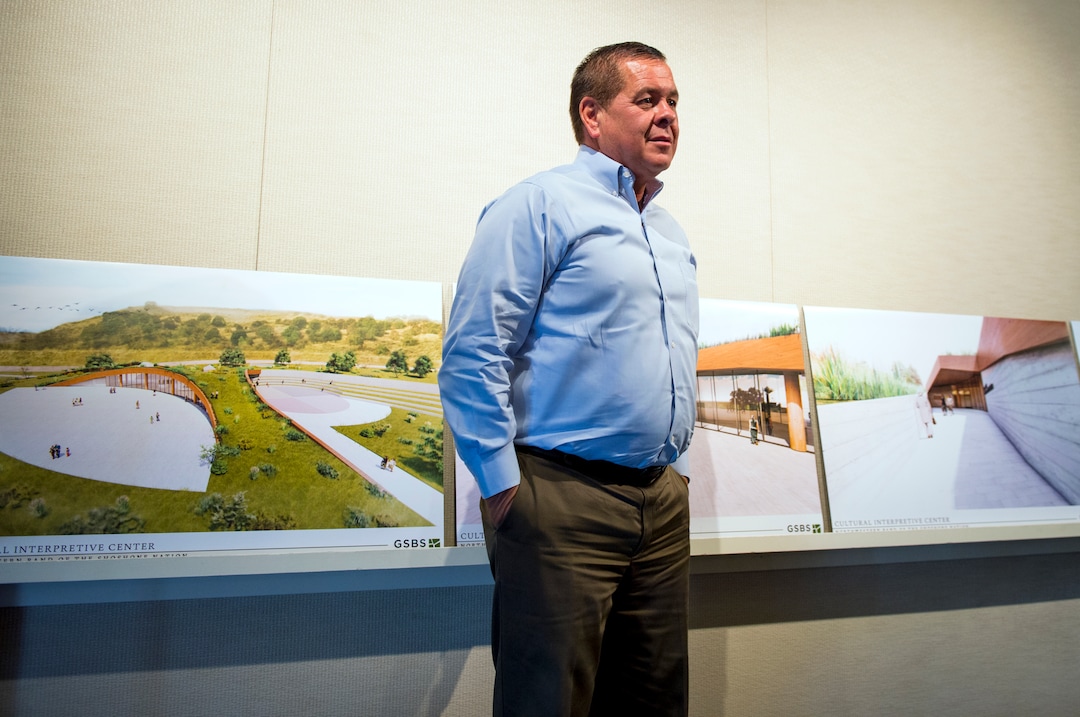 (Leah Hogsten  |  The Salt Lake Tribune) "We've forgiven over the years, but we're never going to forget," said Darren Parry, chairman of the Northwestern Band of the Shoshone Nation, Tuesday, May 8, 2018, of the tribe's plan to build the Boa Ogoi Cultural & Interpretive Center to educate and enlighten the public about the history of the Northwestern Shoshone Band, their life ways, enduring spirit and the 1863 Bear River Massacre, the single largest mass killing of Native Americans in United States history.