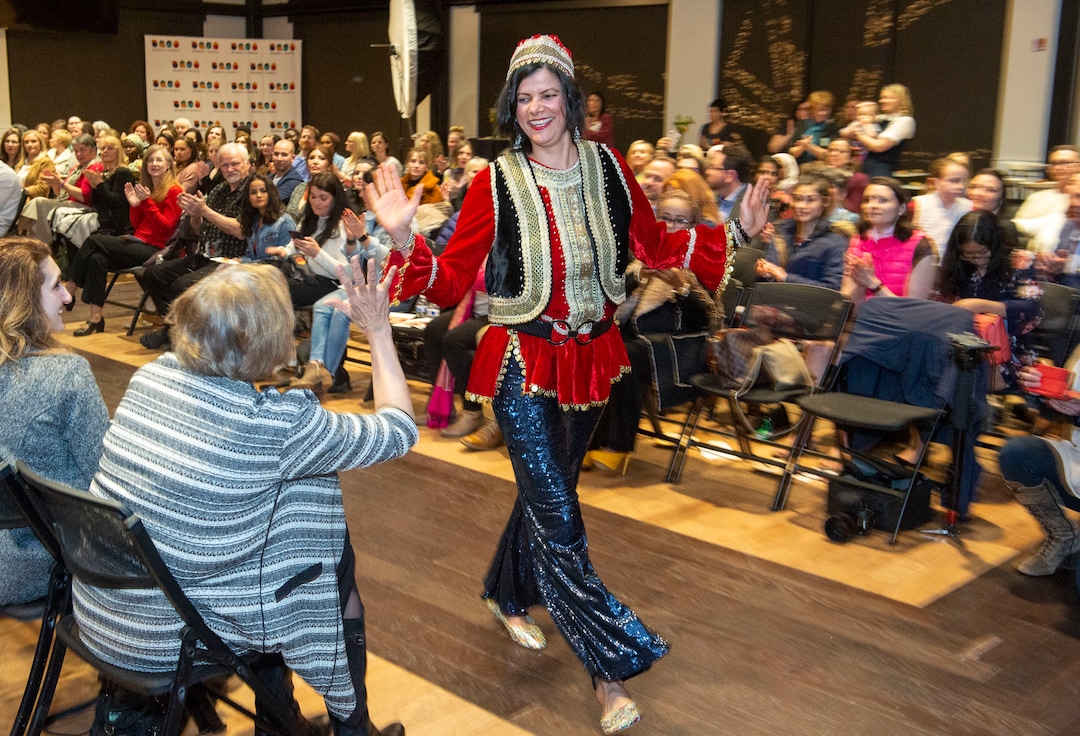 (Rick Egan  |  The Salt Lake Tribune)    Faranak Sedarat walks the runway at the 9th annual Women of the World Fashion Show Gala, Wednesday, March 6, 2019.