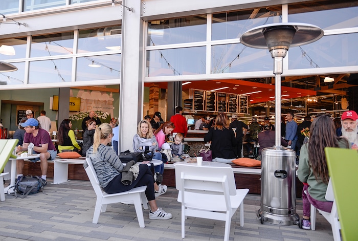 (Francisco Kjolseth  |  The Salt Lake Tribune)  The new Park City Whole Foods, which opened down the street from the original, includes the Silver Mine Tap Room, a family-friendly restaurant with 24-beers on tap and an open floor layout with garage doors to connect out into the patio area. 