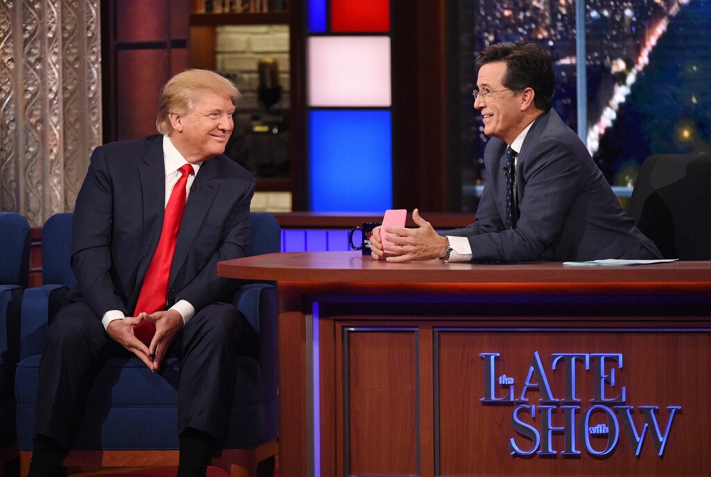 ( Jeffrey R. Staab | CBS ) Donald Trump appears on “The Late Show with Stephen Colbert” in 2015.