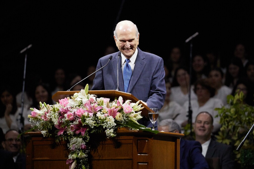 (Photo courtesy of The Church of Jesus Christ of Latter-day Saints)
President Russell M. Nelson speaks to Latter-day Saints at Tecnópolis Arena in Buenos Aires, Argentina, on Aug. 28, 2019.