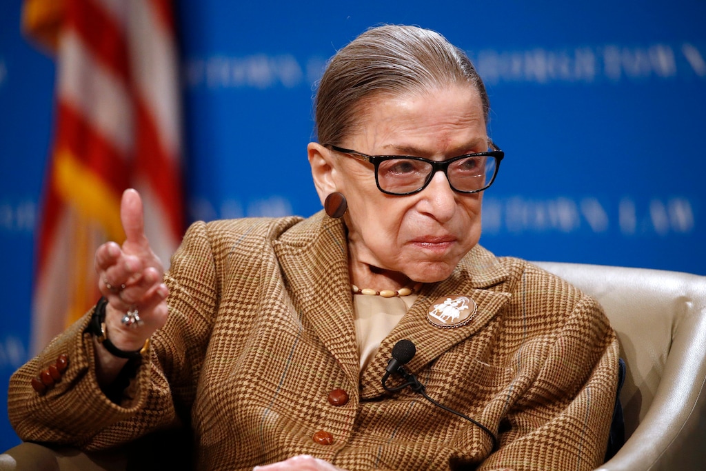 (Patrick Semansky | AP file photo)
U.S. Supreme Court Associate Justice Ruth Bader Ginsburg speaks during a discussion on the 100th anniversary of the ratification of the 19th Amendment at Georgetown University Law Center in Washington in February. The Supreme Court says Ginsburg has been hospitalized with an infection caused by a gallstone. The 87-year-old justice underwent non-surgical treatment Tuesday, May 5, for what the court described as acute cholecystitis, a benign gall bladder condition, at Johns Hopkins Hospital in Baltimore.
