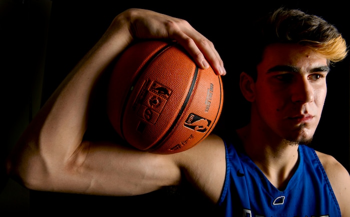 (Steve Griffin  |  The Salt Lake Tribune)  Prep basketball Matt Van Komen, Pleasant Grove, in the Salt Lake Tribune studio in Salt Lake City Tuesday April 10, 2018.