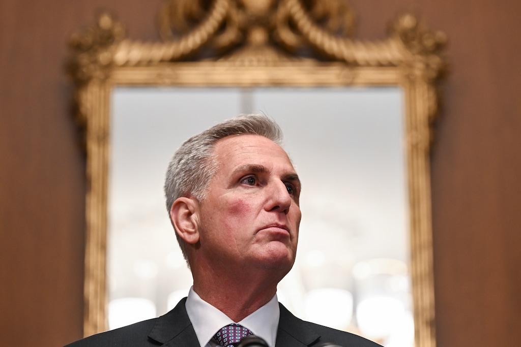 (Kenny Holston | The New York Times) House Speaker Kevin McCarthy (R-Calif.) after the House passed the debt limit bill, on Capitol Hill in Washington, May 31, 2023. McCarthy's enthusiasm for the actual vote-counting, handholding work required of his position, and his lack of both Gingrichian egomania and get-me-out-of-here impatience, was key to the debt-limit deal, Ross Douthat writes.