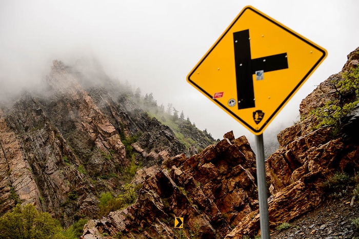 (Trent Nelson | The Salt Lake Tribune)
A misty afternoon near Storm Mountain in Big Cottonwood Canyon, Friday May 11, 2018.