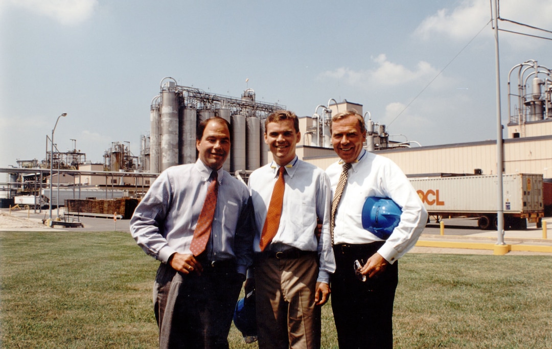 (photo courtesy Elder Ronald A. Rasband) Elder Ronald A. Rasband, Peter Huntsman and Jon Huntsman at the Huntsman Chemical facility.
