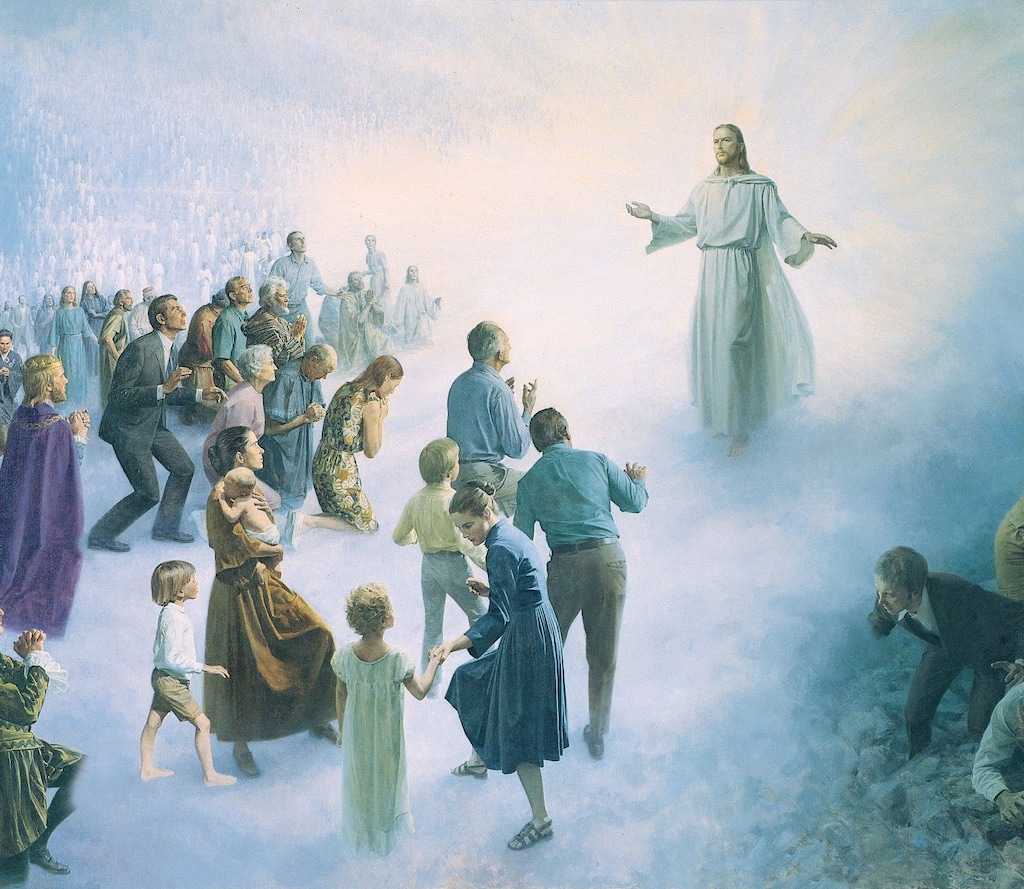 (The Church of Jesus Christ of Latter-day Saints)
"The Last Judgment," by John Scott, used to hang in the Washington D.C. Temple. It has been removed to be refurbished.