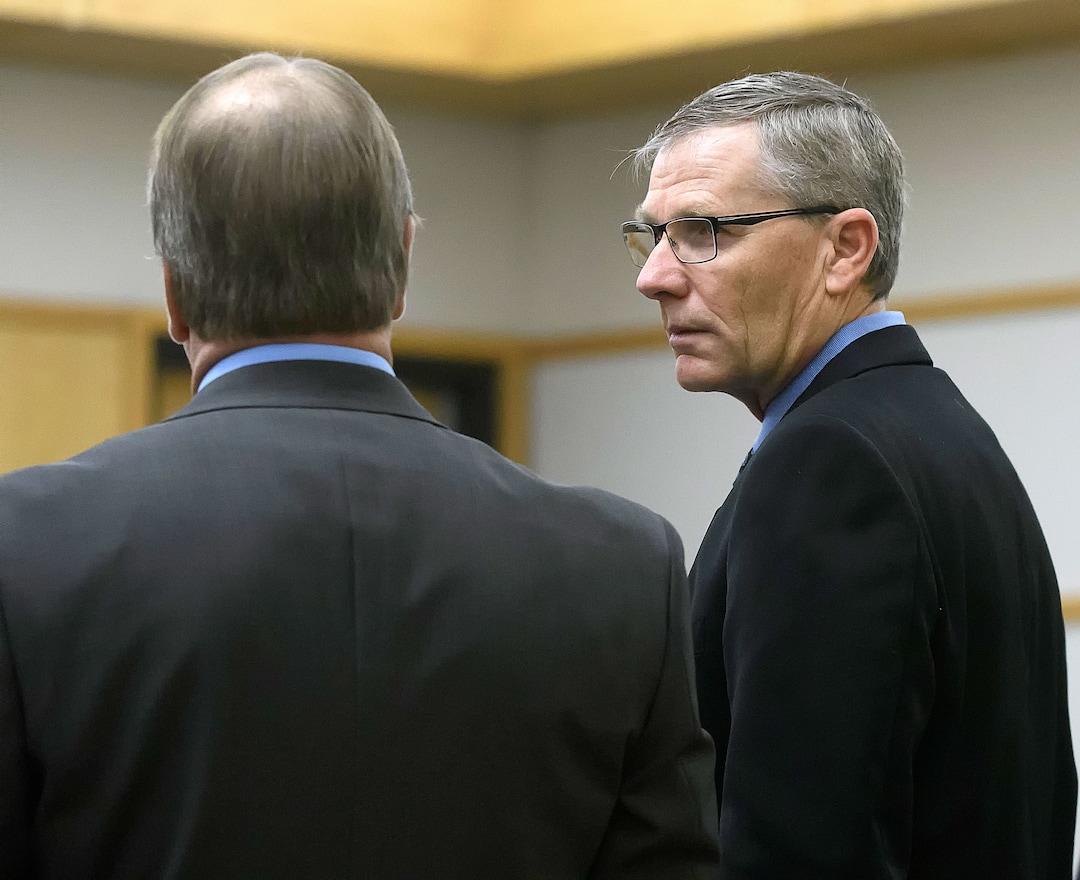 (Eli Lucero  |  Pool Photo)  Defense attorney Shannon Demler, left, speaks with prosecuting attorney James Swink during Jayzon Decker's sentencing hearing for attempted aggravated murder and obstructing justice, Wednesday, Feb. 7, 2018, in Logan, Utah. Decker received a sentence of 15 years to life for planning and being present at the shooting of Deserae Turner in February 2017, and leaving her for dead in a dry irrigation canal in Smithfield, Utah.