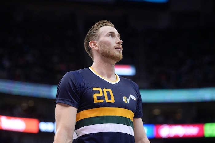 (Scott Sommerdorf   |  The Salt Lake Tribune) Utah Jazz forward Gordon Hayward (20). The Toronto Raptors beat the Jazz 104-98, Friday, December 23, 2016.
