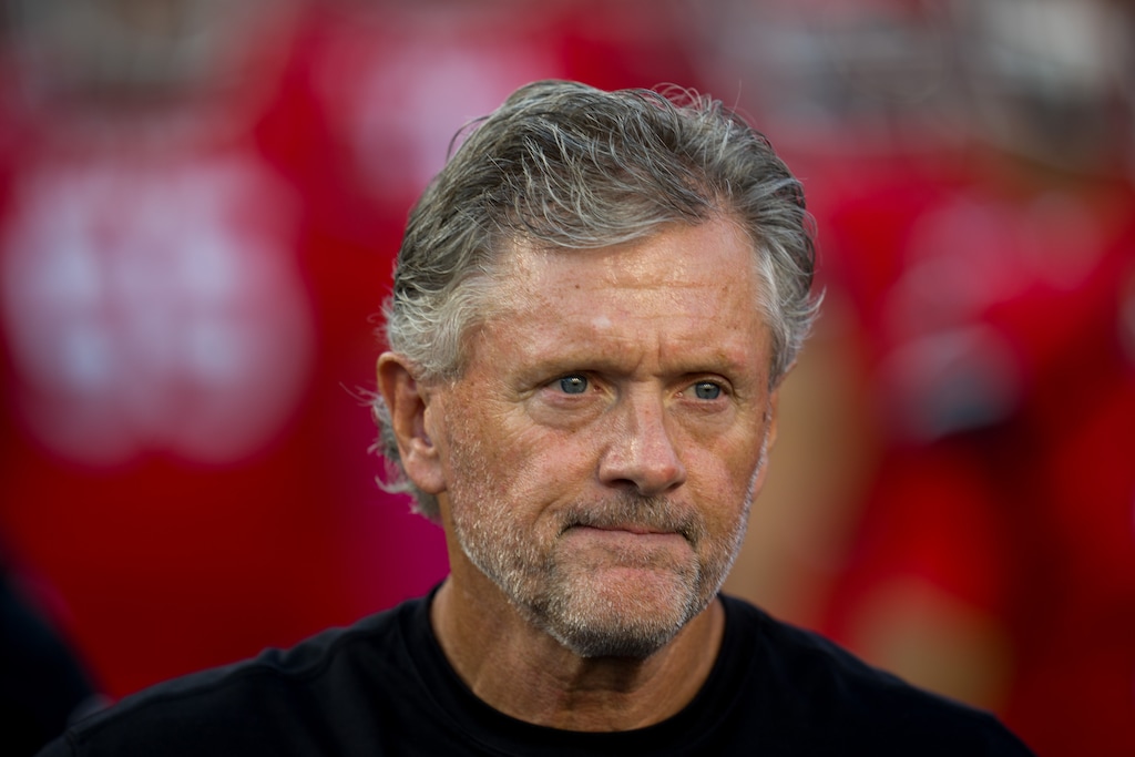 (Trent Nelson  |  The Salt Lake Tribune) Utah Utes head coach Kyle Whittingham as BYU hosts Utah, NCAA football at LaVell Edwards Stadium in Provo on Saturday, Oct. 18, 2025.