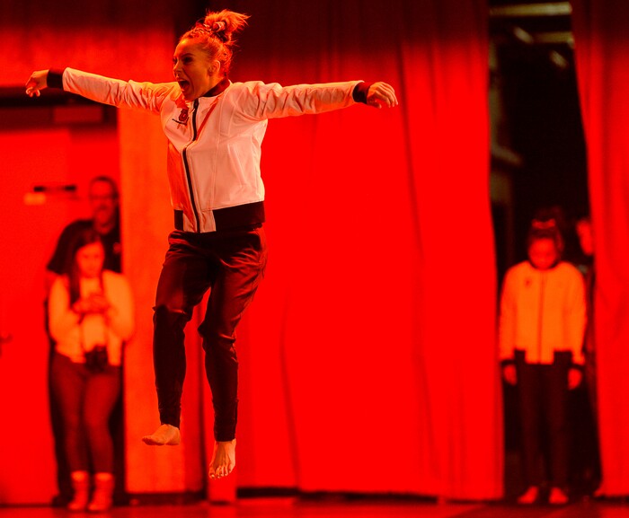 (Francisco Kjolseth  |  The Salt Lake Tribune)  MyKayla Skinner is introduced as Utah hosts Penn State in their season opener at the Huntsman Center in Salt Lake City on Saturday, Jan. 5, 2019.