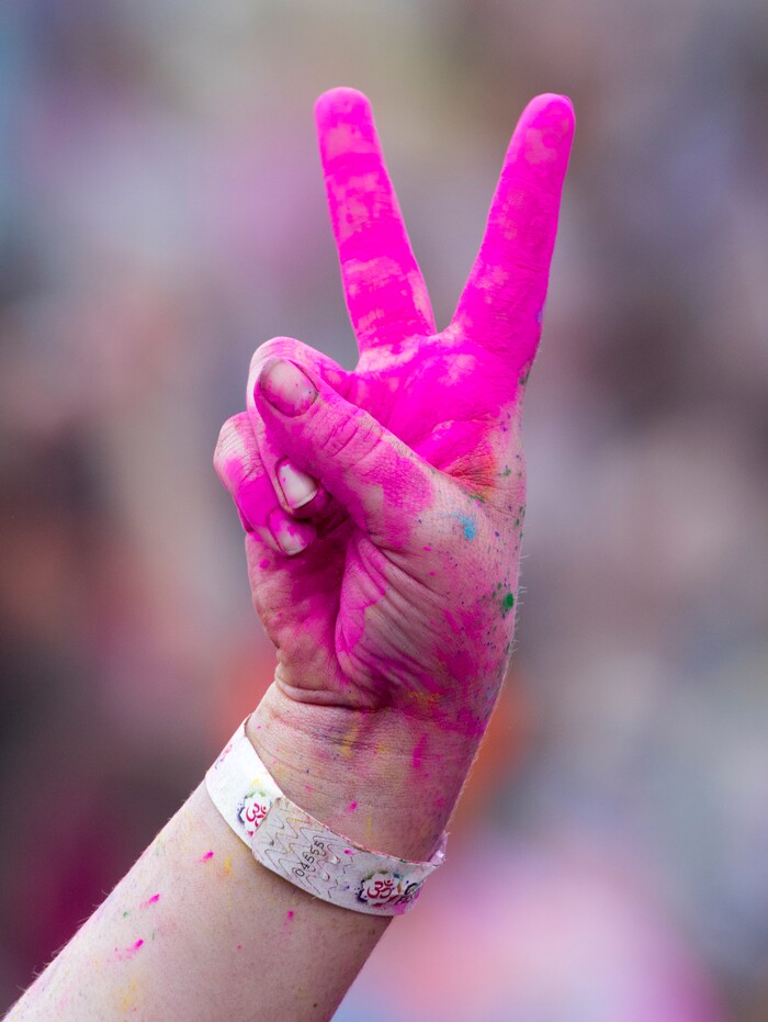 (Rick Egan  |  The Salt Lake Tribune)       Revelers dance to the sounds of Luminaries, during the 22nd annual Holi Festival of Colors at the Sri Sri Radha Krishna Temple in Spanish Fork, Saturday, March 24, 2018. 