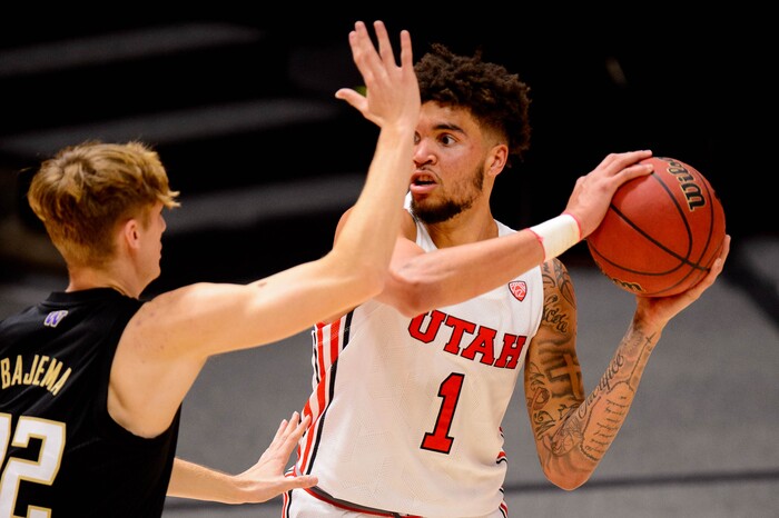 (Trent Nelson | The Salt Lake Tribune) Utah's Timmy Allen as Utah hosts Washington, NCAA basketball in Salt Lake City on Thursday, Dec. 3, 2020.