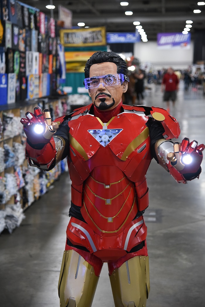 (Francisco Kjolseth  |  The Salt Lake Tribune)  T.J. DeCarlo, a police officer from North Salt Lake shows off his Tony Stark costume as he attends the start of FanX Salt Lake Comic Convention at the Salt Palace in Salt Lake City Thursday, Sept. 6, 2018, during the three-day pop culture convention.
