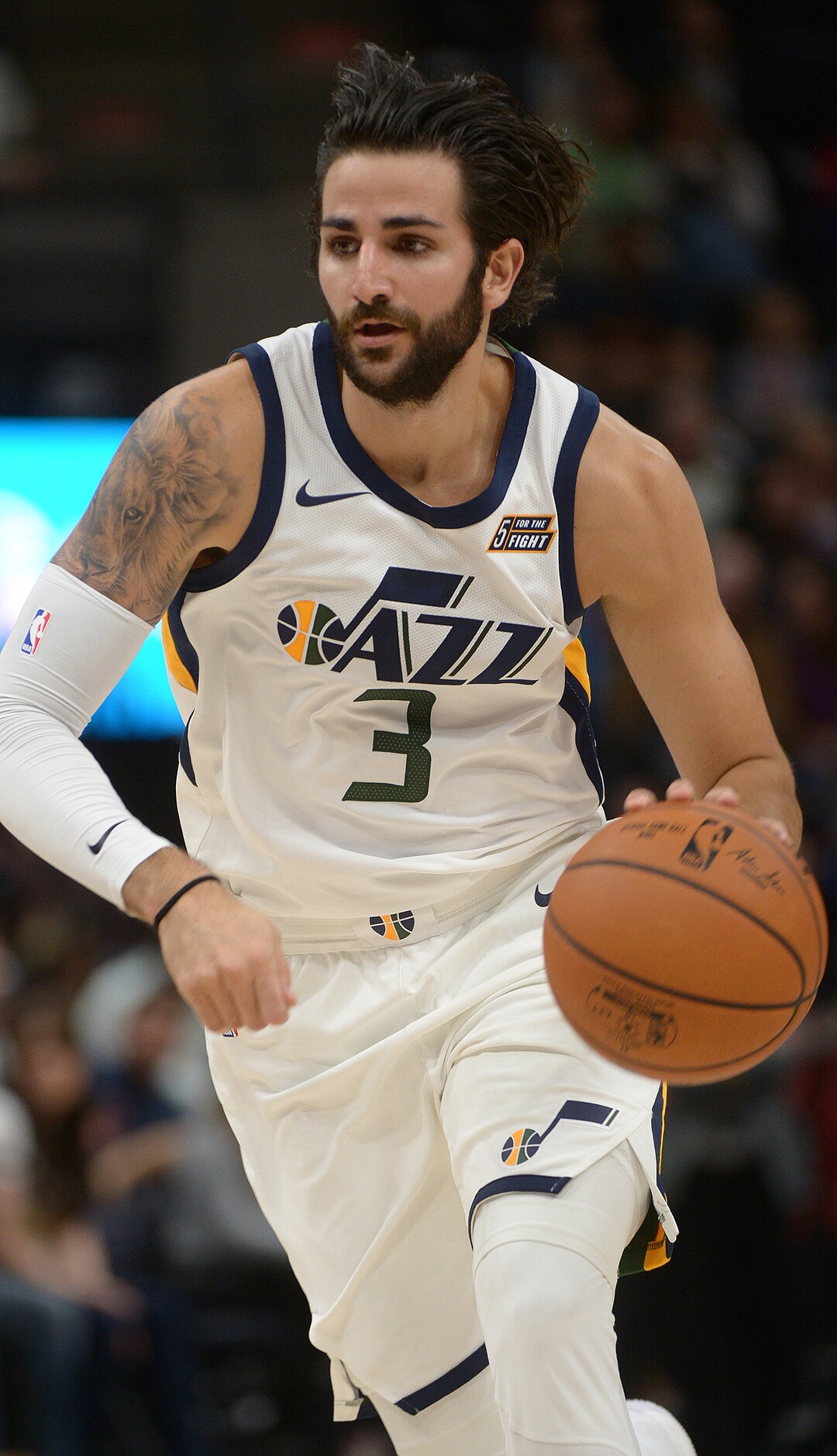 (Leah Hogsten  |  The Salt Lake Tribune) Utah Jazz guard Ricky Rubio (3).  The Utah Jazz defeated the Phoenix Suns 112-101 during preseason NBA basketball at Vivint Smart Home Arena in Salt Lake City, October 6, 2017.