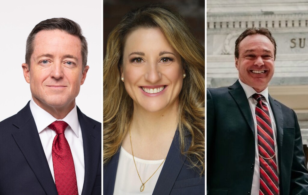 (via campaign offices) From left, Derek Brown, Rachel Terry and Frank Mylar, candidates for the GOP nomination for Utah attorney general.