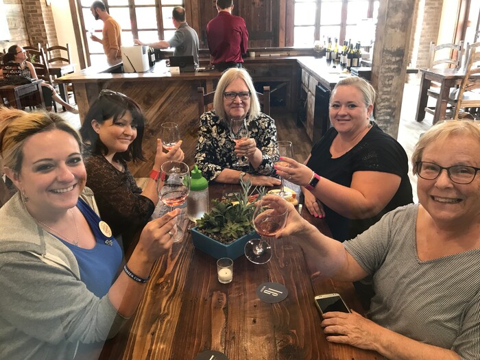 (Photo courtesy of Megan Gutierrez)  Utah Theater Lovers who attended the 2017 Utah Shakespeare Festival get together for some wine.