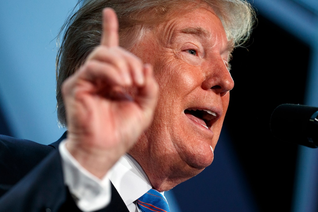 President Donald Trump speaks at the National Federation of Independent Businesses 75th anniversary celebration, Tuesday, June 19, 2018, in Washington. (AP Photo/Evan Vucci)