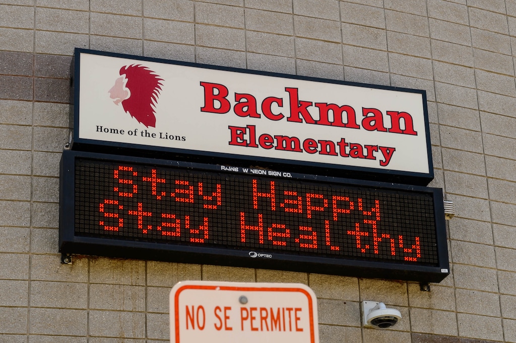 (Trent Nelson  |  The Salt Lake Tribune) A sign at Backman Elementary School in Salt Lake City on Thursday, July 9, 2020.