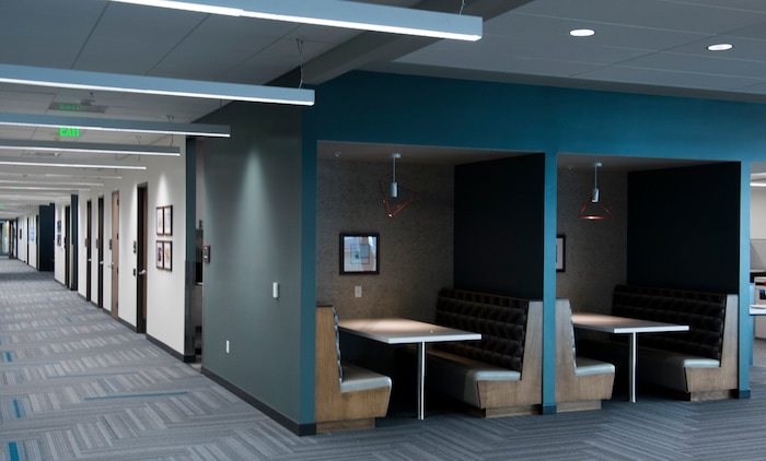 (Rick Egan  |  The Salt Lake Tribune)  Nooks are available for employees to meet or eat lunch at BioFire Diagnostic at Research Park. BioFire Diagnostic is one of the top performing companies in the Top Workplaces competition,Thursday, September 28, 2017.