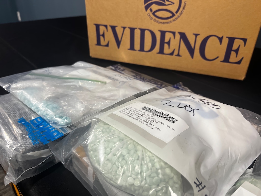 (Jordan Miller | The Salt Lake Tribune) Fentanyl pills seized by the Drug Enforcement Administration at their Salt Lake City office on April 4, 2024.