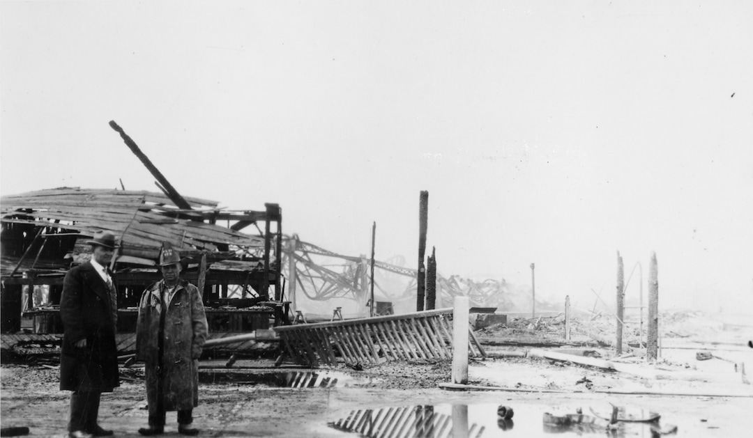 (Utah State Historical Society) In 1925, a fire broke out in Saltair I's pavilion, causing $500,000 in damage. According to Utah Division of State History, the structure burned for 26 hours, destroying all but the bathing pier, beach office, merry-go-round, pilings and the roller coaster.