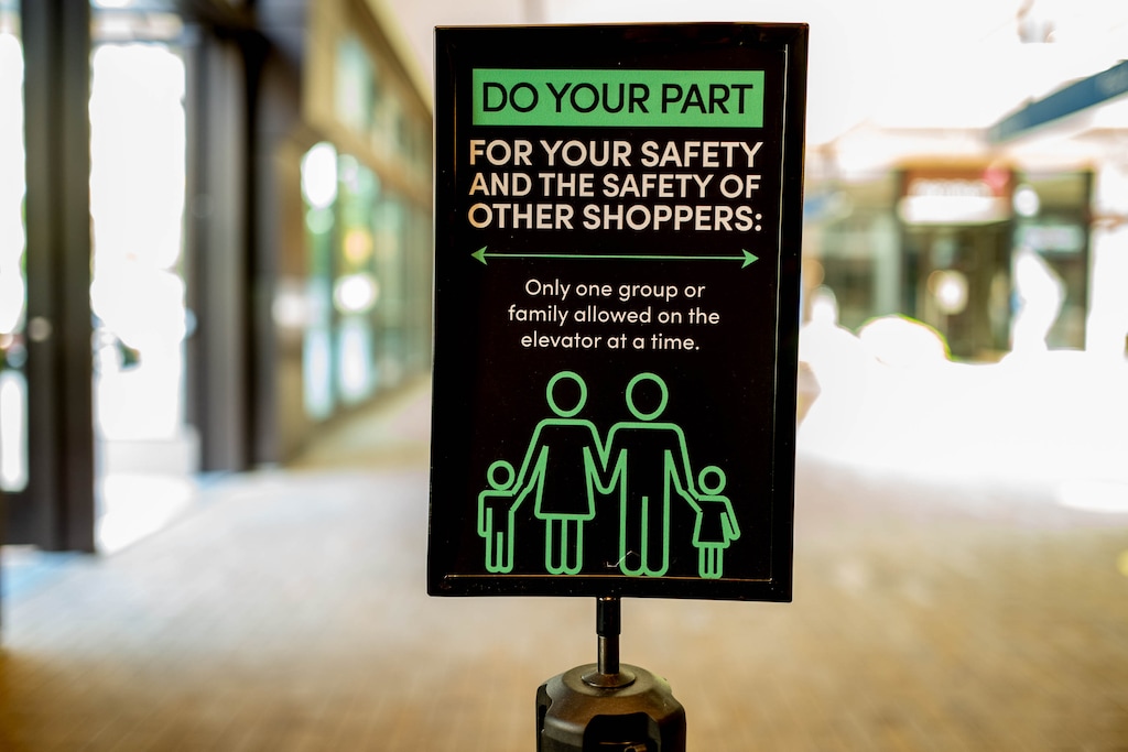 (Trent Nelson  |  The Salt Lake Tribune) A sign with health guidelines in downtown Salt Lake City on Thursday, July 16, 2020, as the city remained in the moderate-risk (orange) phase for COVID-19.