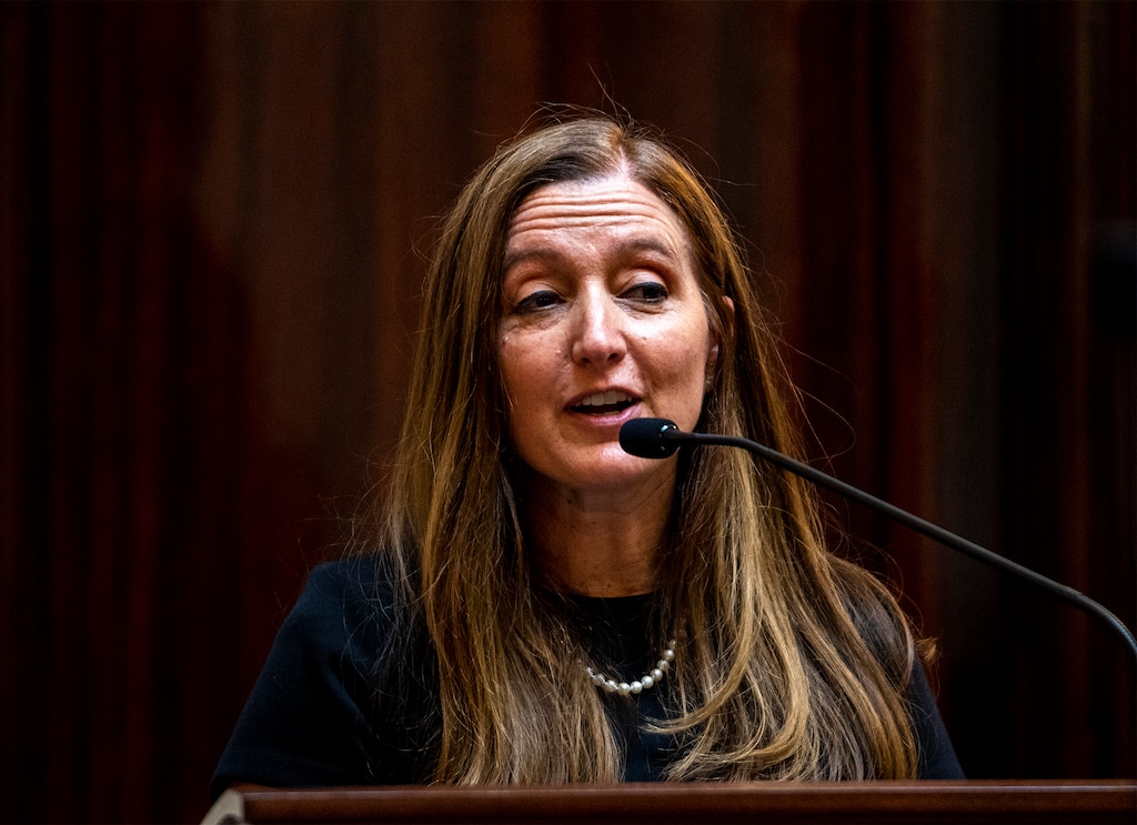 (Rick Egan | The Salt Lake Tribune) Justice Jill Pohlman speaks to the Senate after being confirmed to the Utah Supreme Court on Wednesday, Aug. 17, 2022. For the first time ever, the Utah Supreme Court has a female majority of justices.