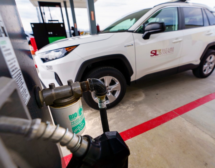 (Leah Hogsten | The Salt Lake Tribune) Salt Lake County is requiring that county vehicles and heavy machinery like lawn mowers and trimmers in the fleet use cleaner burningTier 3 fuel to reduce air pollution and improve air quality in the county, Oct. 10, 2021.