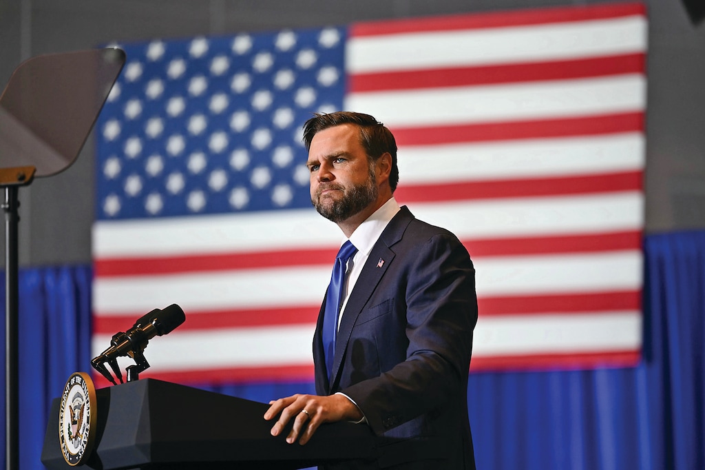 Vice President JD Vance speaks during a rally at Koury Convention Center in Greensboro, N.C., Monday, Sept. 21, 2026. (Kent Nishimura/Pool Photo via AP)