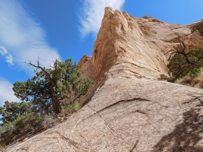 Erin Alberty  |  The Salt Lake TribuneA tower of rock looms over Surprise Canyon on Oct. 4, 2015 in Capitol Reef National Park.