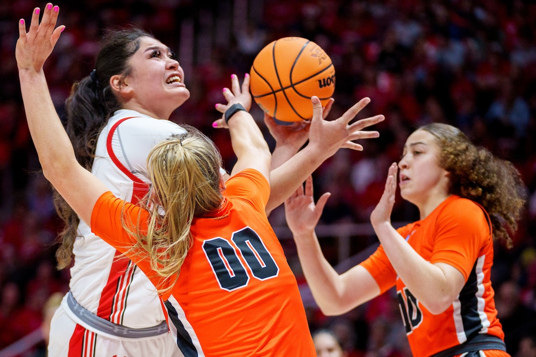 (Trent Nelson  |  The Salt Lake Tribune) Utah Utes forward Alissa Pili (35) as Utah hosts Princeton, NCAA basketball in Salt Lake City on Sunday, March 19, 2023.