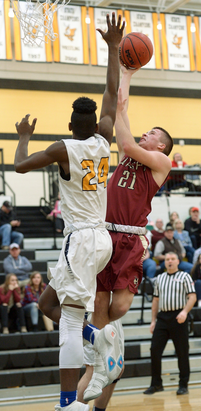 (Leah Hogsten  |  The Salt Lake Tribune) Juab High School boys' basketball team defeated Summit Academy 61-58 during their 3A State tournament game in Heber  Saturday, Feb. 16, 2018.